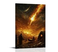 GEMTOFNMA The Manger Beneath A Sky of Fire - The First Christmas Seen Through The Eyes of A Wandering Shepherd - Poster décoratif à suspendre - 60 x 90 cm
