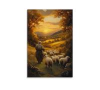 GEMTOFNMA The Sheep Returning to The Shepherd's Arms at Dusk, Fields Golden And Wolves Distant in The Shadowed Hills. Décoration murale contemporaine - Poster décoratif à suspendre 30 x 45 cm