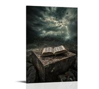 GEMTOFNMA The Wind Flips Through A Bible Left on A Stone Autel, Pausing on A Verse As Thunder Rolls. Décoration murale contemporaine à suspendre 40 x 60 cm