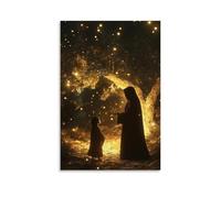 GEMTOFNMA Under A Glowing Canopy of Olive Trees, Mary Speaks to A Lost Child, And The Stars Brighten Above Them. Décoration murale contemporaine - Poster décoratif à suspendre 20 x 30 cm