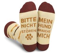 Gemtte Chaussettes teckel 36-45 avec motif de chien amusant - Chaussettes en coton avec inscription « Bitte Nicht Stören - Mein Hund Braucht Mich» - Idée cadeau d'anniversaire pour les amateurs de
