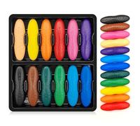 Gemtte Crayon Bebe 12 Mois, Mes Premiers Crayons de Cire Cacahuète pour Tout Petits à Partir de 1 An, 12 Couleurs, Non Toxique, Facile à Tenir, Lavable, Forme Croisée Sûre