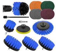 Gemtte Lot de 20 brosses pour perceuse - Avec brosses de forage - 2''/ 3.5''/ 4''/ 5'', Brosse de nettoyage pour jantes, Power Scrubber Kit pour carrelage de salle de bain, piscine et voiture (bleu)