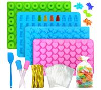 Gemtte Moules à Bonbons en Silicone, 4 Pièces Moule à Bonbon Gommeux avec 2 Pipettes, Moule Bonbon Silicone Réutilisable, Idéal pour Chocolat, Glaçons, Pudding et Gelée