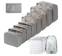 Gemtte Organisateur Valise, 13 Pièces Organiseurs de Bagage pour Voyage, Rangement Valise Set pour Vêtements Sous-vêtements, Chaussures et Cosmétiques (Gris)