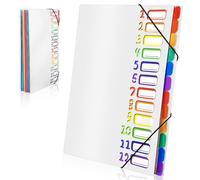 Gemtte Trieur à Soufflets A4 Extensible avec 12 Compartiments, 24 Poches, Système de Classement pour Documents, Étanche et Coloré, pour l'école, les Fournitures de Bureau (Blanc)