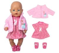 Gemtte Vêtement Poupée 3 Set pour New Born Baby, Accessoire Poupon 43-48 cm, Vetement Poupee pour Enfants et Filles, Rose
