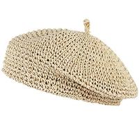 GEMVIE Béret Basque en Paille Femme Chapeau Été Tissé Français Art Voyage Anti UV Plage de Soleil