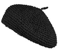 GEMVIE Casquette en Paille Femme Béret Basque Chapeau Été Tissé Français Chapeau Art Chapeau Voyage Anti UV Plage Chapeau de Soleil Noir