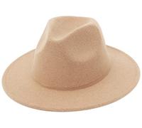 GEMVIE Chapeau en feutre pour homme et femme Fedora Large Bord Panama Chapeau Bogart, camel, taille unique