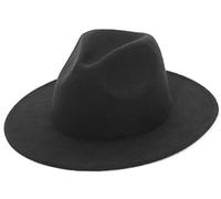 GEMVIE Chapeau en feutre pour homme et femme Fedora Large Bord Panama Chapeau Bogart, Noir , taille unique
