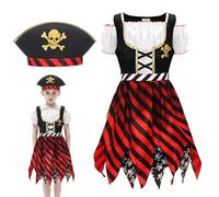 GEMVIE Costume d'Halloween fille pirate costume d'enfant costume de pirate accessoires de cosplay pour enfants fête costumée d'Halloween 7-9 ans