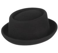 GEMVIE Pork Pie Chapeau pour homme et femme 100 % feutre de laine Chapeau Fedora Trilby Noir Adulte Unisexe Chapeaux Porkpie, Noir , Taille unique
