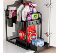 GEMWON Rangement sous Evier Cuisine à 2 Niveaux Lot de 1, Rangement D'organisateur de Douche pour Salle de Bain/Cuisine, Noir