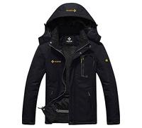 GEMYSE Veste de Impermeable hiver ski pour homme Résistant Coup-vent Chaud Blouson de ski Manteau hiver homme,Noir pur,XL
