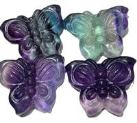 Gemystones for Decoration Natural Polid Blue Purple Fluorite Crystal sculpté à la Main Mini Butterfly Stone Spécimen guéris