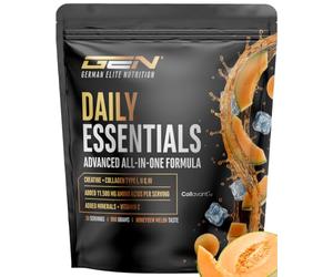 GEN GERMAN ELITE NUTRITION Daily Essentials All-in-One - 900 g de Poudre | Honeydew Melon - Avec 3000 mg de Créatine, Collagène Type I, II & III (Collavant® n2), 11500 mg d’Acides Aminés, Électrolytes