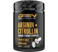 GEN GERMAN ELITE NUTRITION L-Arginine + L-Citrulline - 300 Comprimés | Hautement Dosé avec 1100 mg - Combinaison de Base de L-Arginine & Malate de L-Citrulline 2:1 - Vegan