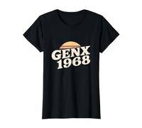 Gen X 1968 Retro Vintage Sunset Generation X Anniversaire T-Shirt Graphique avec Valeur, Femme, Noir, S