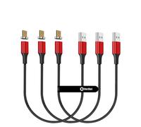 Gen10 Micro USB Câble de Charge Rrapide Magnétique en Nylon Tressé avec Del Latérale Compatible avec Périphérique Android(0.3m/3 Pack Rouge)