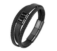 Genac Bracelet Je T'aime Papa Cadeau Pour Fêtes Des Pères Anniversaire Noël Ou Simplement Pour Le Plaisir En Cuir Veritable Tressé Avec Fermoir Magnétique Amovible Pour Ajuster Facilement La Taille