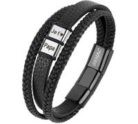 Genac Bracelet Pour Homme Je t'Aime Papa En Cuir Avec Fermoir Magnétique Amovible Pour Régler La Longueur Le Cadeau Parfait
