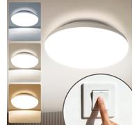 genatu Plafonnier LED Plafonnier Salle de Bain IP65 Étanche,22W 3080LM,3000K/4000K/6500K Changement par Interrupteur Murale,CRI>80 Sans Scintillement,pour Chambre Cuisine Balcon Entrée,Ø28cm