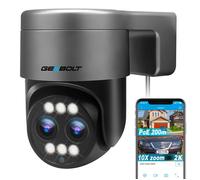 GENBOLT 2.5K Caméra de Surveillance Extérieur, 2.4/5Ghz Bi-Band WiFi Caméra IP avec 12X Zoom Hybrid, Double Objectif Suivi Auto