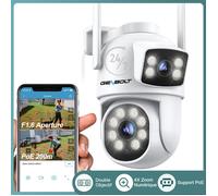 GENBOLT 2.5K PTZ Caméra Surveillance Extérieur, 2.4/5Ghz WiFi Caméra IP avec Double Objectif Détection Humaine Suivi Auto DC & PoE