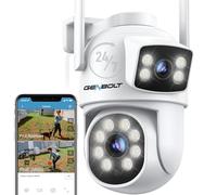 GENBOLT 2.5K PTZ Caméra Surveillance Extérieur, 2.4/5Ghz WiFi Caméra IP avec Double Objectif & Double Vue, Vision Nocturne Couleur, Détection Humaine,Suivi Auto (DC & PoE)
