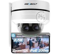 GENBOLT 2.5k PTZ WiFi Security Camera Camera intérieur et extérieur DC & POE, 4MP Dual Lens Home Surveillance IP Camera CCTV 10X Hybrid Zoom, IK10 VANDALproof, IP66 STAPPOR