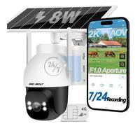 GENBOLT 2K Caméra de Surveillance Solaire 4G LTE AOV Extérieure sans WiFi, Caméra IP avec Enregistrement 24/7, Ouverture F1.0