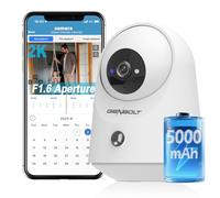 GENBOLT 2K Camera Surveillance WiFi Interieur sans Fil, Pan/Tilt Camera Animaux Interieur 5000maAh, Camera Interieur sans Fil,Détection Humaine PIR, pour De Bébé/Animaux/Sécurité Domestique