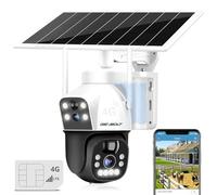 GENBOLT 3G/4G LTE 2.5K Caméra Surveillance Solaire Extérieure sans Fil, 4G Caméra Surveillance Batterie Carte SIM 8W 15600mAh, CCTV Camera IP sans WiFi à Double Objectif