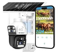 GENBOLT 3G/4G LTE 2.5K Caméra Surveillance Solaire Extérieure sans Fil, 8W 15600mAh Enregistrement 24/7 Caméra Double Objectif