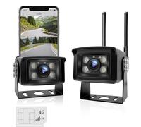 GENBOLT 3G/4G LTE Caméra Camion sans Fil sans WiFi,Caméra de Surveillance extérieure avec Carte Sim, Alarme sonore & Lumineuse,Caméras Doubles à Distance pour Camping-Car,Caravane,étanche IP69K