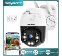 GENBOLT 2.5K WiFi Caméra de Surveillance Extérieure avec PoE, CCTV Camera IP avec Détection Humaine Vision Nocturne Couleur Pan Tilt Suivi Automatique 4X Zoom Numérique Maison Sécurité [2.4&5GHz]