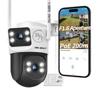 GENBOLT 3G/4G LTE Camera de Surveillance Exterieure sans WiFi, Double Objectif avec Carte Sim, 24/7 Enregistrement Continu PoE PTZ