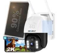 GENBOLT 3G/4G LTE Caméra Solaire Extérieure avec 8W Panneau Solaire 15000mAh Batterie,Caméra Surveillance sans Fil avec Carte Sim
