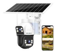 GENBOLT 4G AOV Solaire Caméra De Surveillance Extérieur sans Fil, Enregistrement 24/7 3MP+3MP IP SIM Caméra Surveillance Batterie avec détection IA, 8W 15600mAh Caméra CCTV