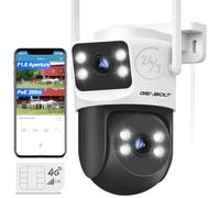 GENBOLT 4G LTE Caméra Surveillance Extérieure avec Carte Sim, Double Objectif PoE CCTV Caméra sans WiFi, Filaire 24/7 Enregistrement PTZ IP Camér avec Détection Humaine Suivi Auto
