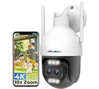 GENBOLT 4K WiFi Caméra de Sécurité Extérieure avec PoE,IP Double Objectif 8MP Surveillance Domestique avec Zoom Hybride 10X,Suivi Automatique et Détection des Personnes/Véhicules (2,4&5GHz)