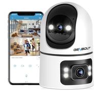 GENBOLT Caméra Surveillance WiFi Intérieure, CCTV Caméra Sécurité IP Domestique IP à Double Objectif 360° Détection Humaine Intelligent, Nanny Pet Dog Cam, 2.4&5GHz Double Moniteur de bébé WiFi