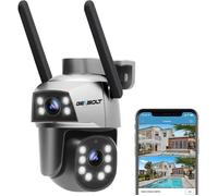 GENBOLT PTZ Outdoor Surveillance Camera with PoE, 2.45Ghz WiFi IP Camera CCTV Outdoor Dual Lens Dual View with Night Color, Auto