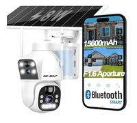 GENBOLT Solaire WiFi Caméra de Surveillance Extérieur à Batterie Rechargeable 8W 15600mAh Double Objectif & Double Vue PIR