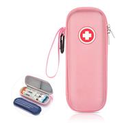 GENCAM Étui de transport isolé rigide avec poche de glace réutilisable pour 2 EpiPens, inhalateur d'asthme, anti-histamine, Auvi-Q, médicaments contre les allergies (rose)