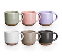 Gencywe Morandi Lot de 6 mini tasses à expresso en céramique de 150 ml avec poignée - Tasses à café demi-tasse en porcelaine de style moderne - passent au micro-ondes et au lave-vaisselle