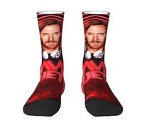 Gendecicco David DJ Music Guetta Chaussettes mi-mollet unisexes - Chaussettes streetwear hip-hop à blocs de couleurs - Accessoire de musique pour DJ, fans de concerts électroniques, festivals, cadeau