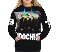 Gendecicco for Indochine-Pop Rock Band Sweat à Capuche Femme - Hoodie Musique Rock Français - Pull Fans de Groupe Concert - Sweatshirt Décontracté Mode Automne Hiver X-Large