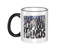 Gendecicco Guetta DJ Music David Mug Céramique 330ml - Tasse Café Thé avec Bord Coloré - Accessoire Musique DJ Électronique - Cadeau Fans de Concert Festival